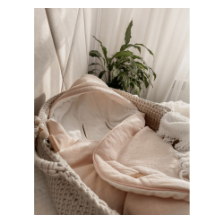 BILSTOLPOSE LIN DOBBELTSIDIG - White &amp; Powder Rose