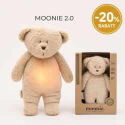 PAKKEPRIS: MOONIE 2.0 ORGANIC SAND NATUR Sovebamse med lyd og lys + MINI MOONIE SENSORY