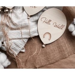 HELLO WORLD BALLONG f�dselsskilt / Milestone - milep�l