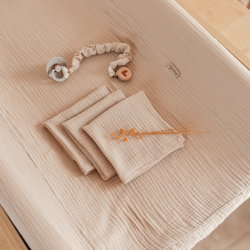 3-pack MUSSELIN GULPEKLUT - SAND 35x35cm