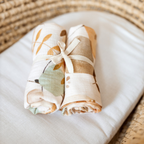 2-pack SWADDLE MUSSELIN / GULPEKLUT 70x70cm - BOHO LEAVES