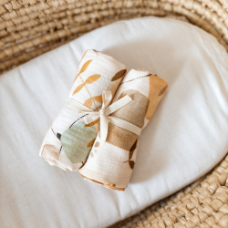 2-pack SWADDLE MUSSELIN / GULPEKLUT 70x70cm - BOHO LEAVES