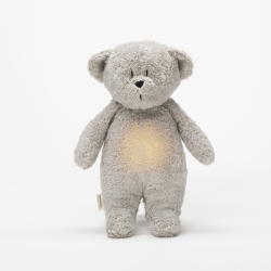 MOONIE FRIEND 2.0 ORGANIC GRAY NATUR Sovebamse med lyd og nattlampe