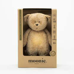 MOONIE FRIEND ORGANIC CAPPUCINO NATUR Sovebamse med lyd og nattlampe
