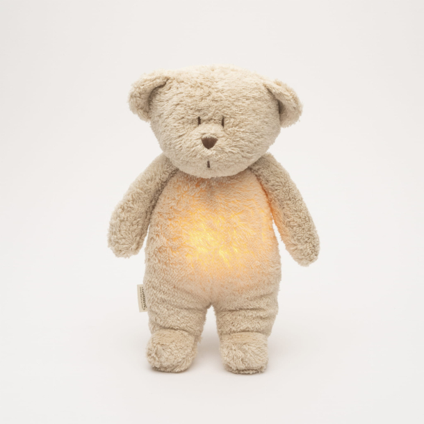 MOONIE FRIEND ORGANIC SAND NATUR Sovebamse med lyd og nattlampe