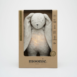 MOONIE KANIN 2.0 ORGANIC GRAY NATUR Sovebamse med lyd og nattlampe