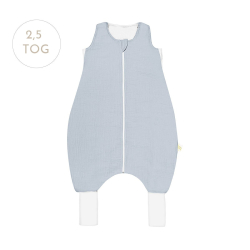 SOVEPOSE/NATTPOSE med ben MUSSELIN + BLUE  (116-128cm)