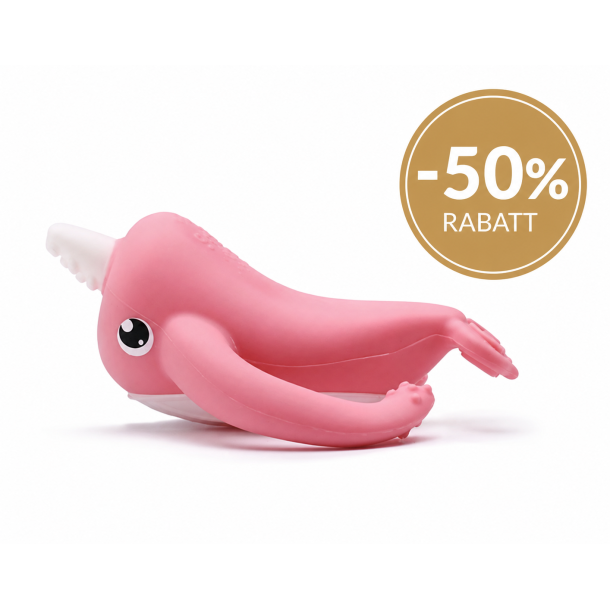 BITELEKE NORA PINK, Smily Mia Nora Narwhal Soft Silicone Teething Toy/Toothbrush with Two Handles 