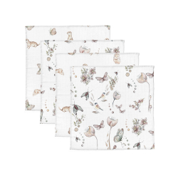 4-pack MUSSELIN GULPEKLUT - ORGANIC COTTON NATUR&PEONY 30x30cm