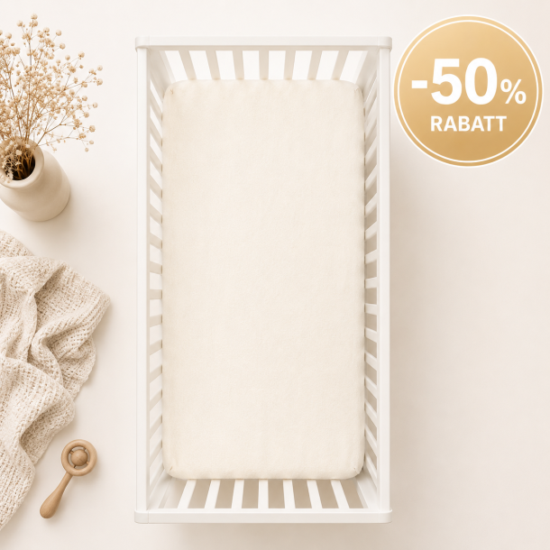 Laken til sprinkelseng 60x120cm Cream White