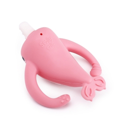 BITELEKE NORA PINK, Smily Mia Nora Narwhal Soft Silicone Teething Toy/Toothbrush with Two Handles 