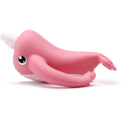 BITELEKE NORA BLUE, Smily Mia Nora Narwhal Soft Silicone Teething Toy/Toothbrush with Two Handles 
