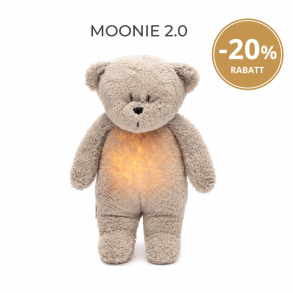 MOONIE FRIEND 2.0 ORGANIC GRAY NATUR Sovebamse med lyd og nattlampe