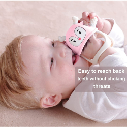 BITELEKE Reindeer PINK, Smily Mia Buddy Never Drop Silicone Baby Teething Toy 