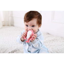BITELEKE NORA Lemon, Smily Mia Nora Narwhal Soft Silicone Teething Toy/Toothbrush with Two Handles 