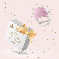 BITELEKE Reindeer PINK, Smily Mia Buddy Never Drop Silicone Baby Teething Toy 