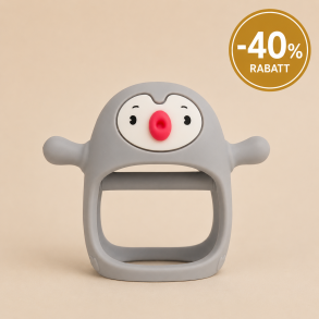 BITELEKE PINGVIN GREY, Smily Mia Penguin Buddy Never Drop Silicone Baby Teething Toy