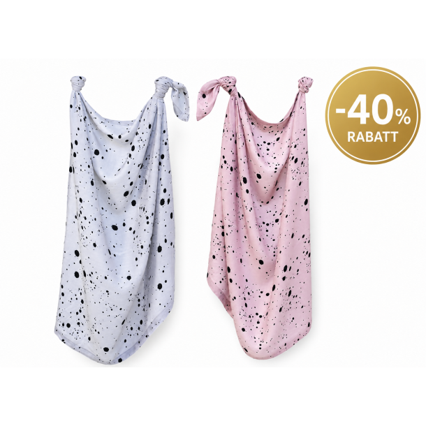 2-pack SWADDLE / GULPEKLUT - Bambus Dots grey&pink