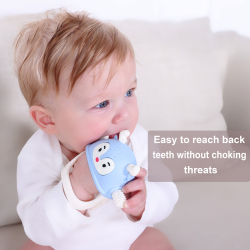 BITELEKE Reindeer BLUE, Smily Mia Buddy Never Drop Silicone Baby Teething Toy 