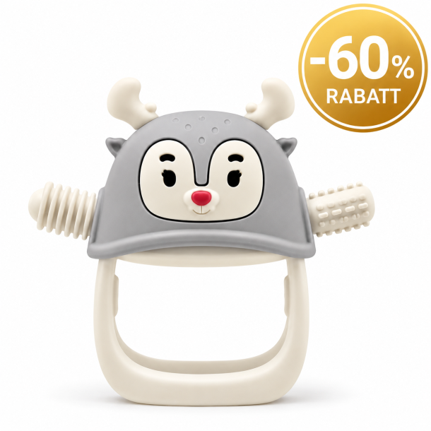 BITELEKE Reindeer GREY, Smily Mia Buddy Never Drop Silicone Baby Teething Toy 