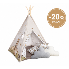 TIPI TELT HAPPY BEAR Premium tipi med lekematte og puter
