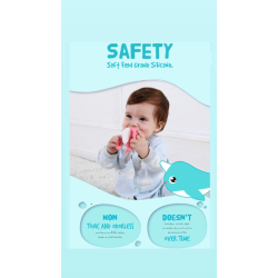 BITELEKE NORA PINK, Smily Mia Nora Narwhal Soft Silicone Teething Toy/Toothbrush with Two Handles 