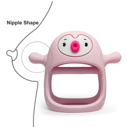 BITELEKE PINGVIN GREY, Smily Mia Penguin Buddy Never Drop Silicone Baby Teething Toy