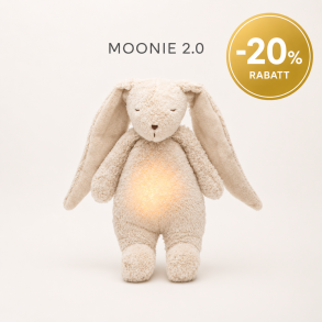 MOONIE KANIN 2.0 ORGANIC SAND Sovebamse med lyd og lys