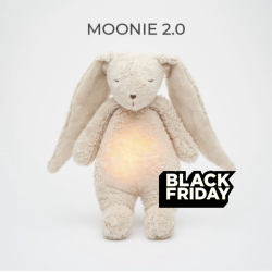 MOONIE KANIN 2.0 ORGANIC SAND Sovebamse med lyd og lys