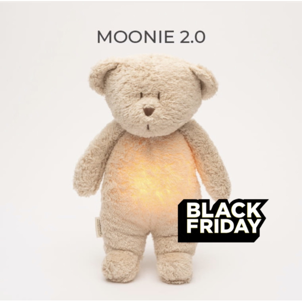 MOONIE FRIEND 2.0 ORGANIC SAND NATUR Sovebamse med lyd og nattlampe  