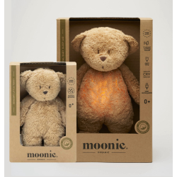 PAKKEPRIS: MOONIE 2.0 ORGANIC CAPPUCINO Sovebamse med lyd og lys + MINI SENSORISK MOONIE