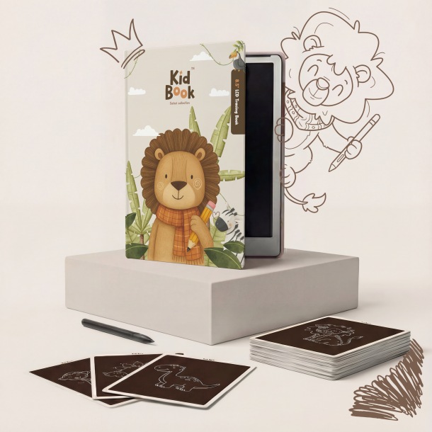 KidBook SAFARI - Grafisk tegnebrett med oppgavekort for tegning 