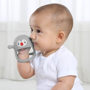 Smily Mia Penguin Wearable Pacifier Shape Silicone Soothing Teether Toy for 0-8 Months Sucking Needs Babies Light Blue 
