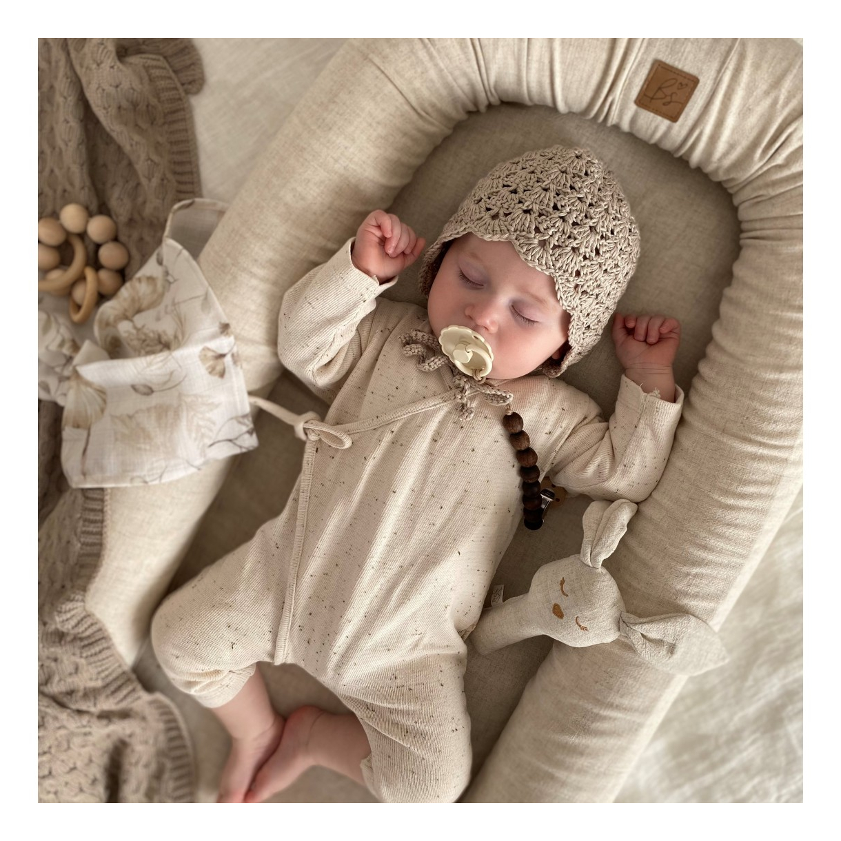 Babynest og sengekant 2i1 - LIN NATURE BEIGE