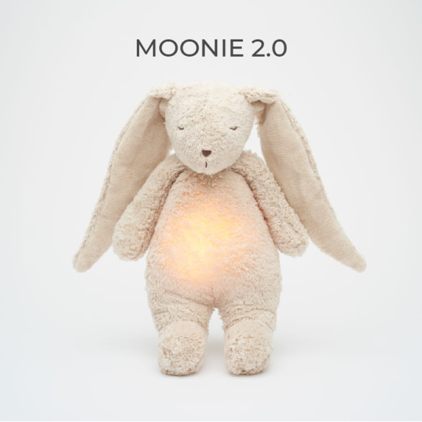 MOONIE KANIN 2.0 ORGANIC SAND NATUR Sovebamse med lyd og lys