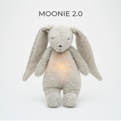 MOONIE KANIN 2.0 ORGANIC GRAY NATUR Sovebamse med lyd og nattlampe