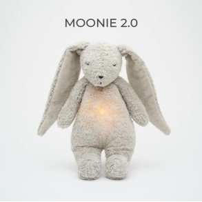 MOONIE KANIN 2.0 ORGANIC GRAY NATUR Sovebamse med lyd og nattlampe