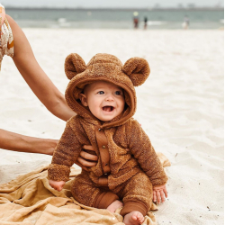 TEDDY HELDRESS - BEIGE EARED JUMPSUIT 