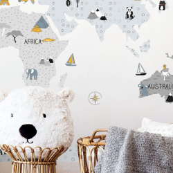 Veggklistremerke VERDENSKART "M" WALLSTICKER MAPS