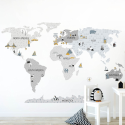 Veggklistremerke VERDENSKART "M" WALLSTICKER MAPS